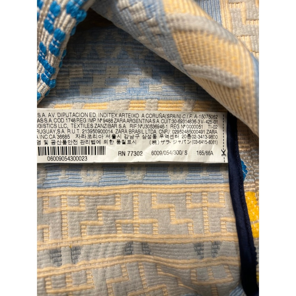 Zara Woman Yellow Blue Geometric Jacquard Mini Skirt Size S Tapestry A-Line - Picture 9 of 12
